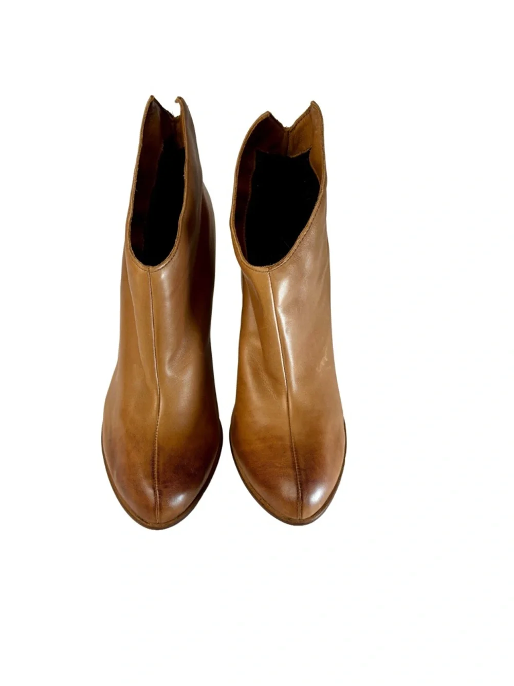 Donald J. Pliner Vachetta Ivy-35Bootie Ankle Boots Tan LeatherBlock Heel 7.5 - Picture 2 of 15